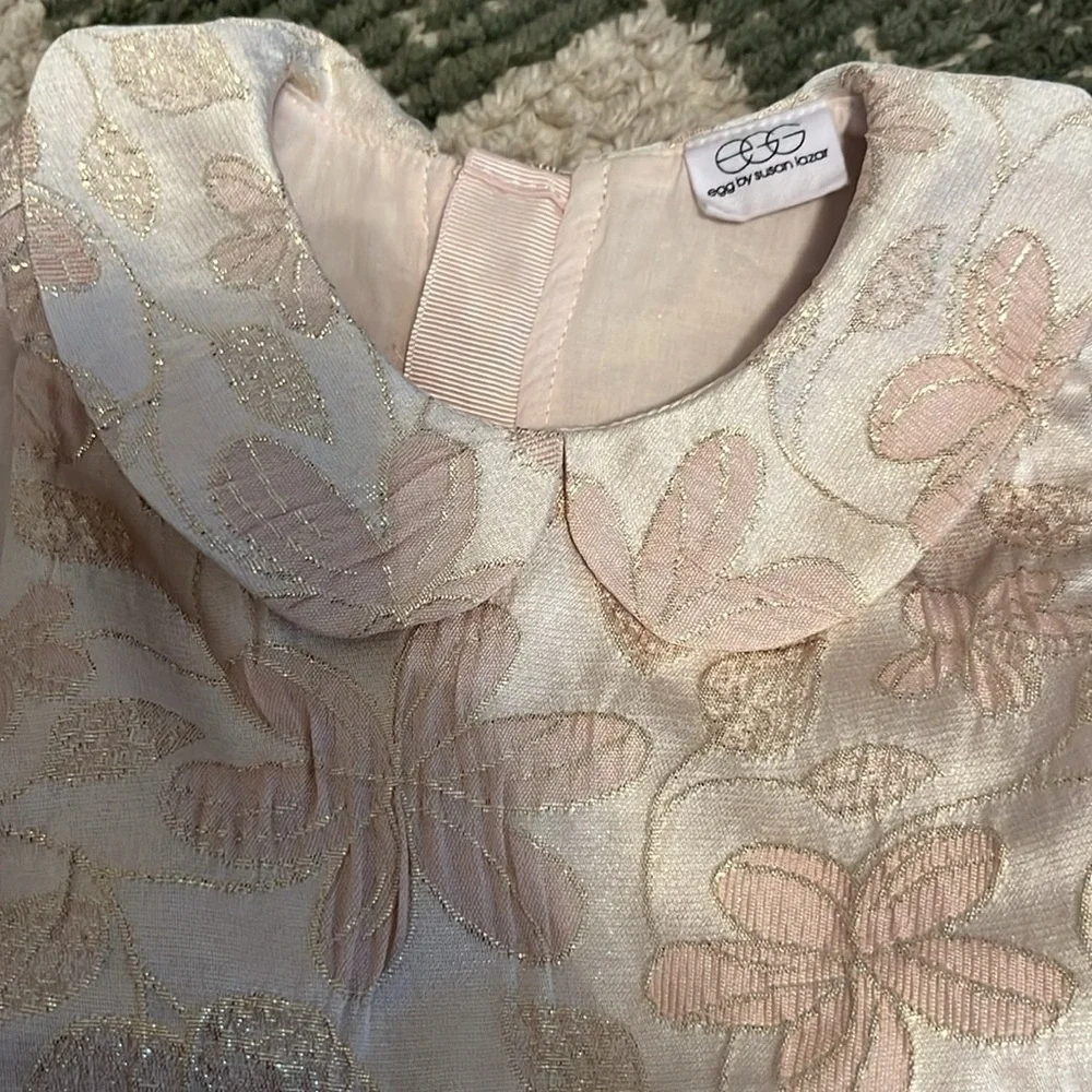 EGG by Susan lazar gold shimmery Peter Pan collar dress